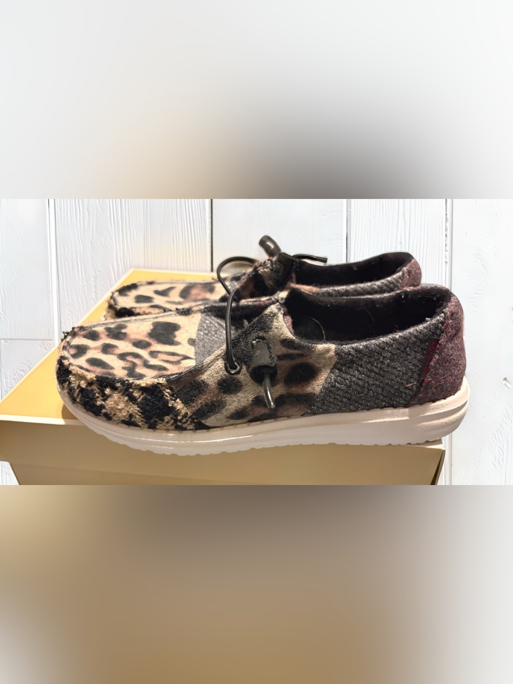 Hey Dude women Leopard Print Slip-On Sneakers - Black & Brown - Picture 2 of 4